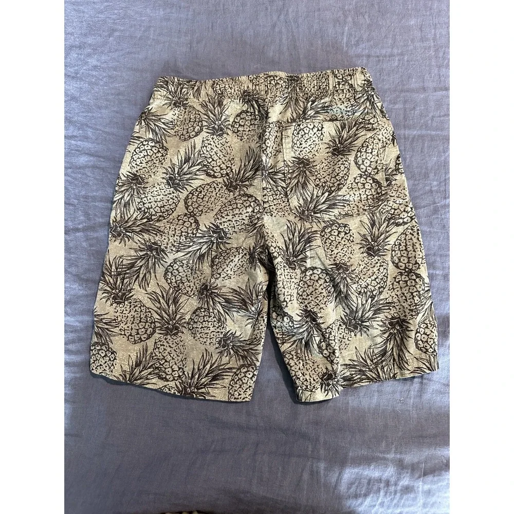 Old Navy‎ Boys Pineapple Print Drawstring Shorts L (10-12) Green Cotton Summer